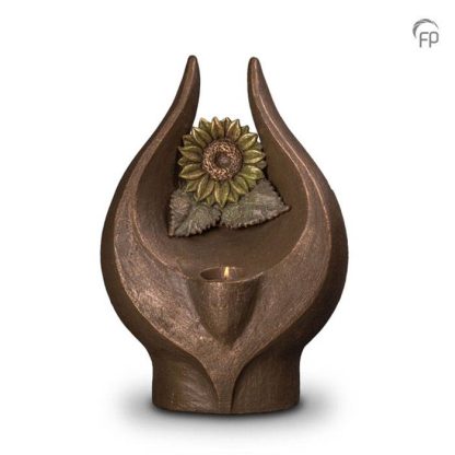 UGK 076 BT Keramische urn brons Stralende zonnebloem (waxine)