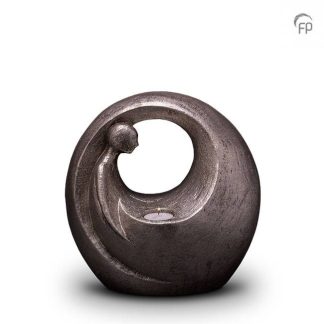 UGKS 039 BT Keramische urn zilver Eenzaam, maar niet alleen (waxine)