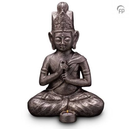 UGKS 302 BT Keramische urn zilver Boeddha Dai Nichi (waxine)
